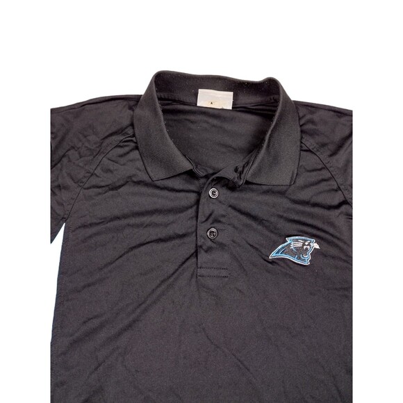 NFL Carolina Panthers Polo Shirt Womens Med Blue Black Stretch Short Sleeve READ - Picture 2 of 7